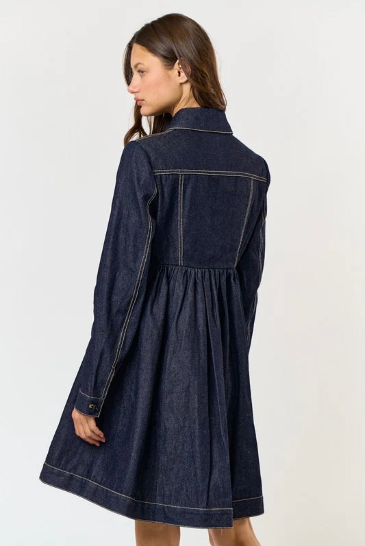 Denim long sleeve mini dress