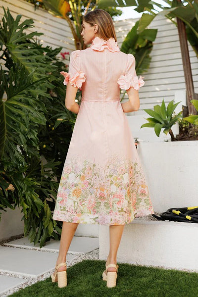 3D floral midi dress