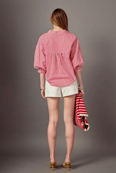 Striped ballon sleeve shirt