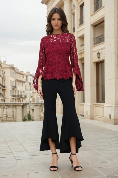 Bordeaux lace premium blouse