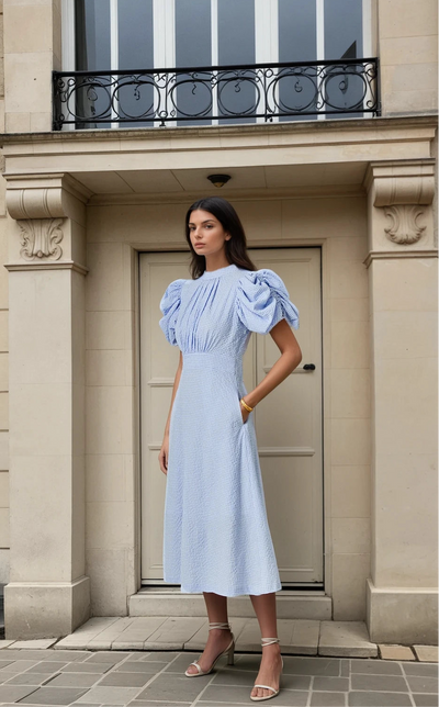 Open check midi dress