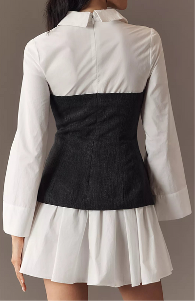 Mixed media poplin dress