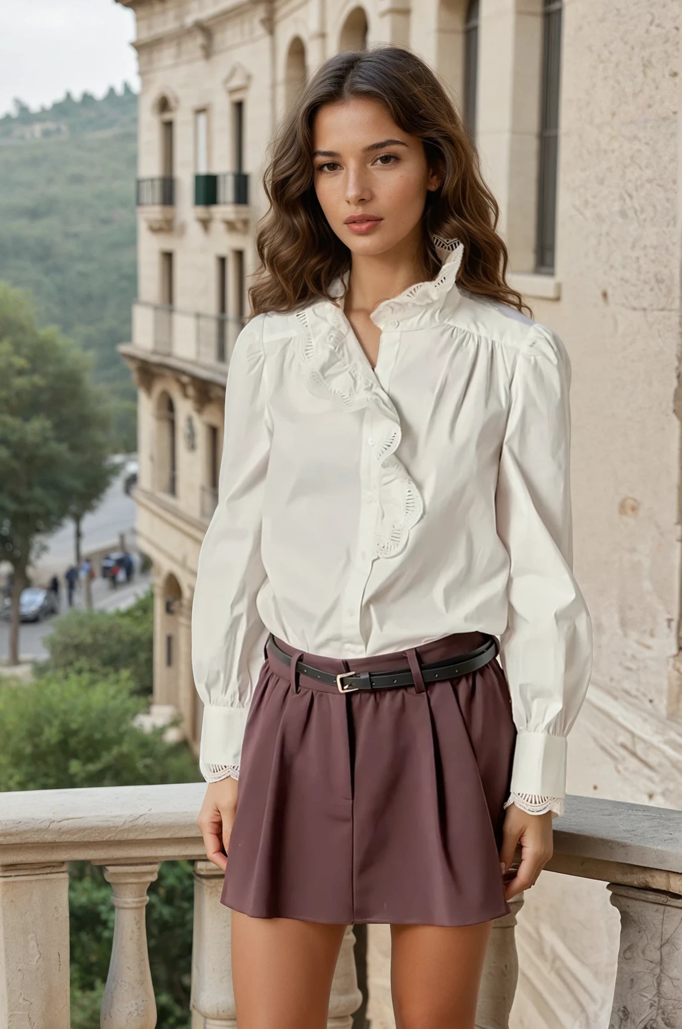 Scalloped detail blouse