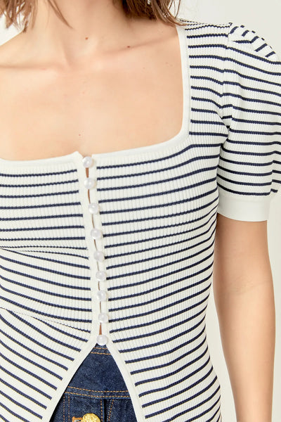 Striped square neck top