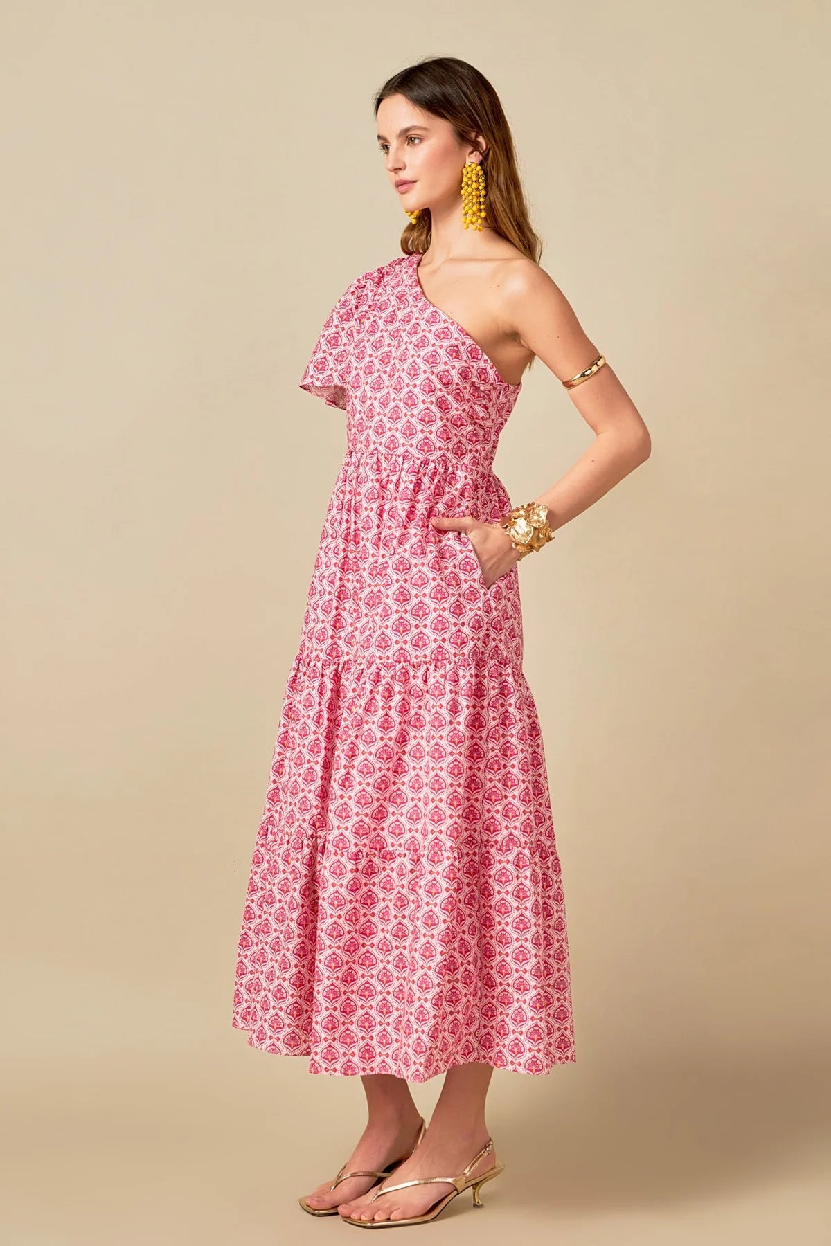 Floral one shoulder maxi dress