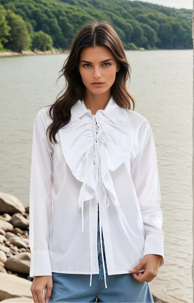 Ruffled tie blouse