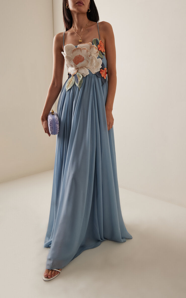 Lin applique floral maxi dress