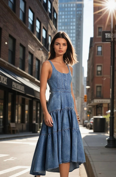 Sierra denim midi dress