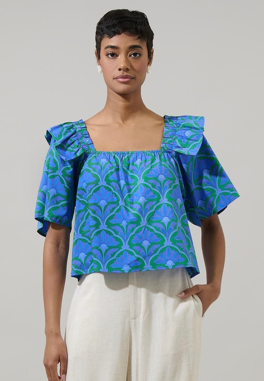 Sea poplin cotton blouse
