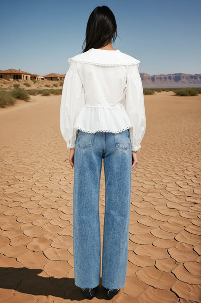Melonie white collared blouse
