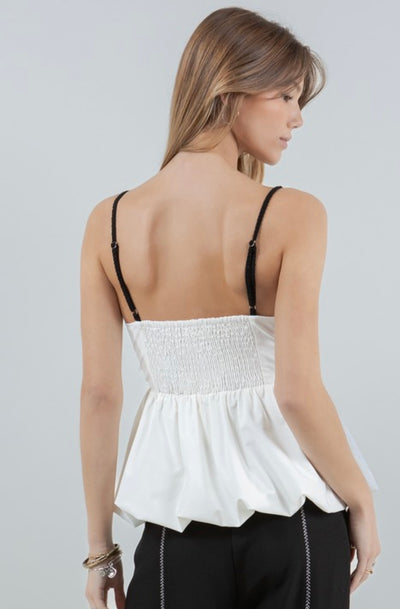 Crochet woven mix peplum top