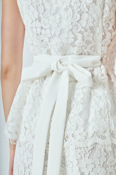 Lace belted pant set