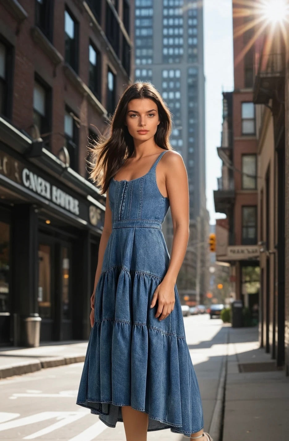 Sierra denim midi dress