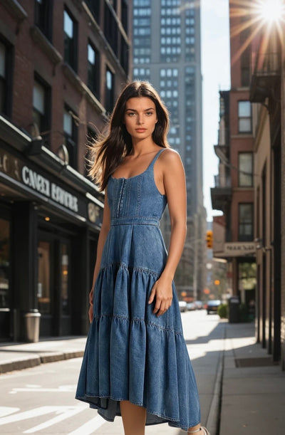 Sierra denim midi dress