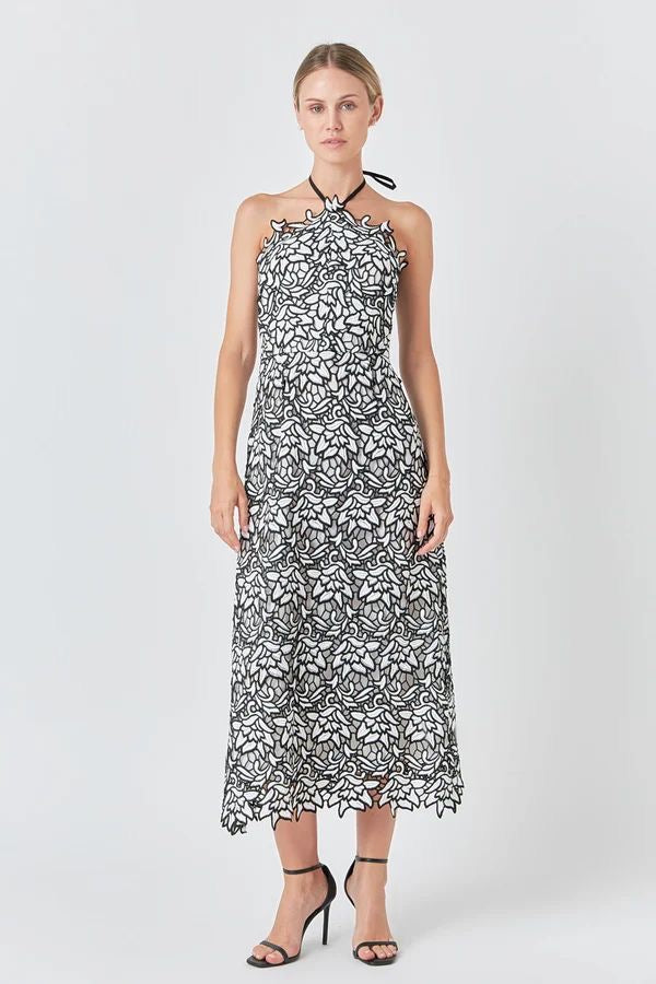 Lace halter midi dress