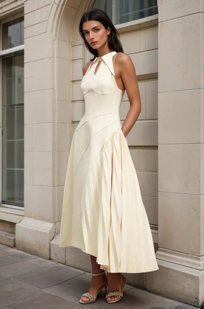 Victoria pleated midi dress