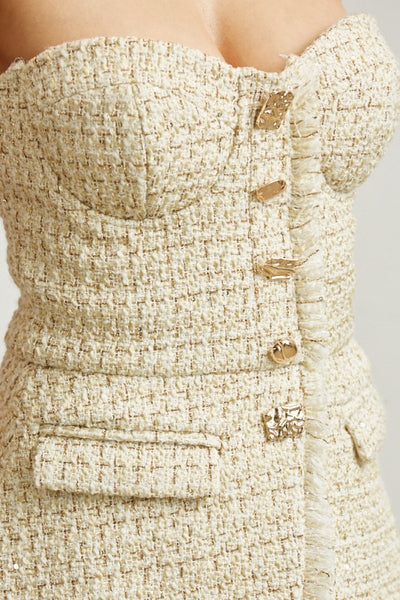 Gold button tweed gown