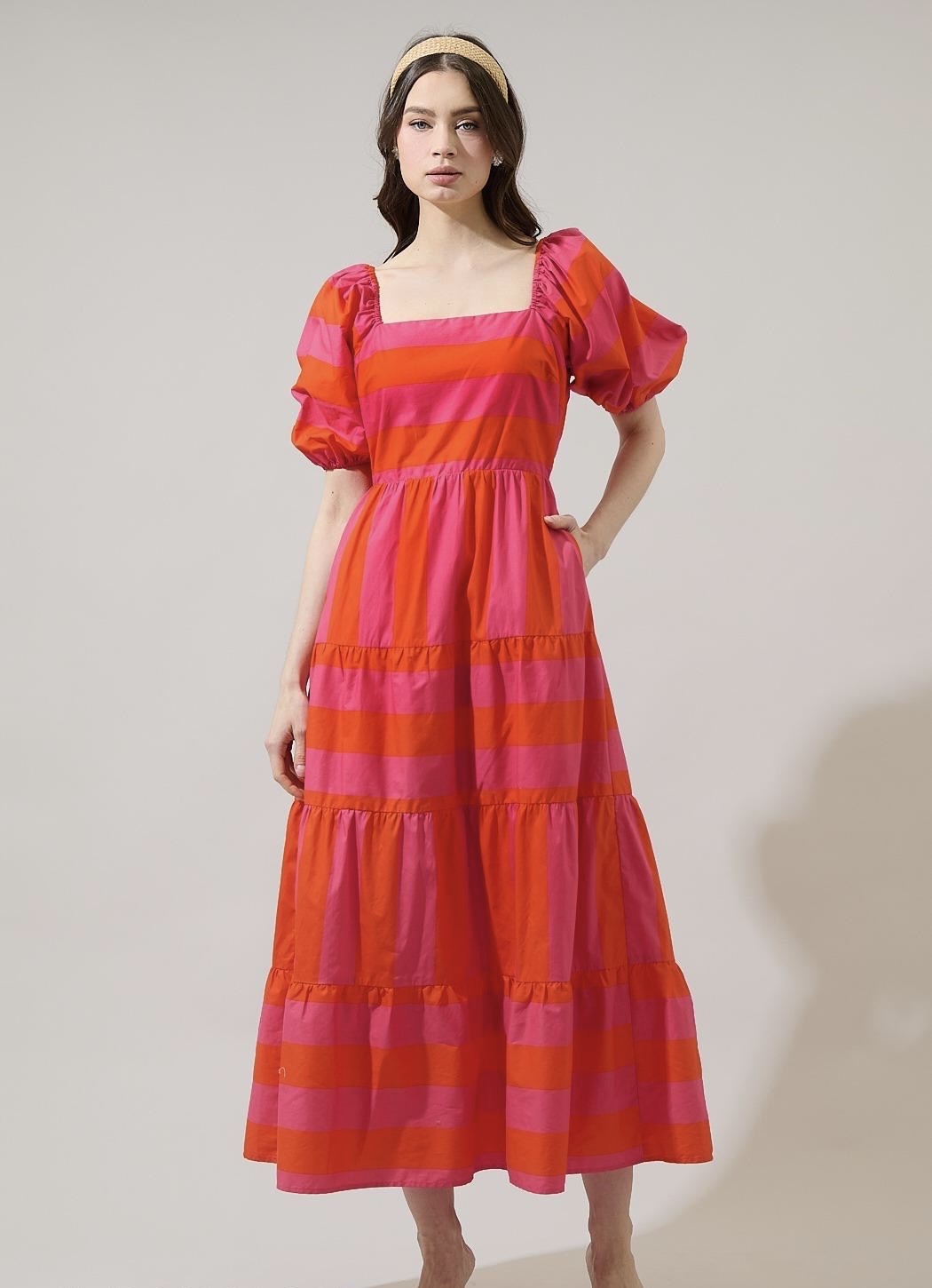 Color block midi dress