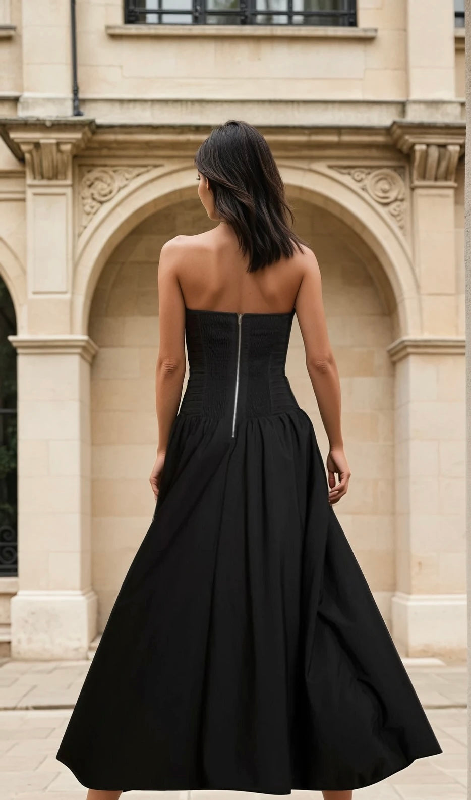 Imani ruched black maxi dress