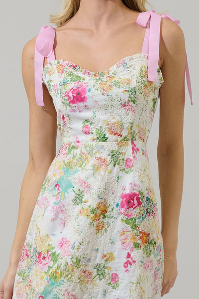 Floral villa eyelet midi dress