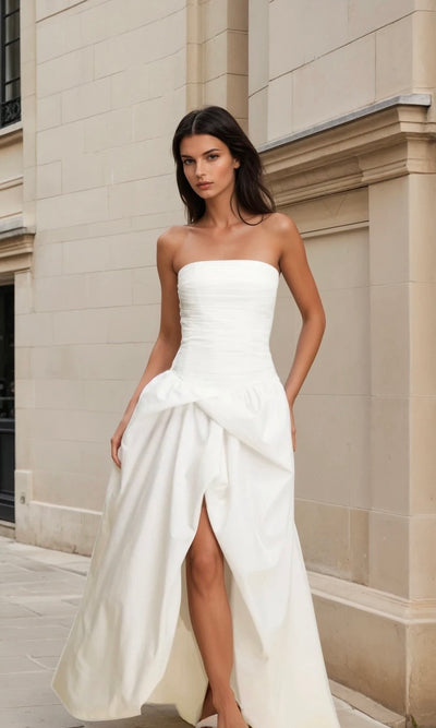 Imani ruched ivory maxi dress