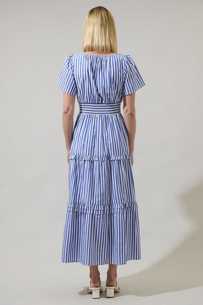 Brandy striped poplin midi dress