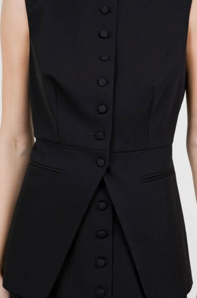 Structured woven skirt set in black