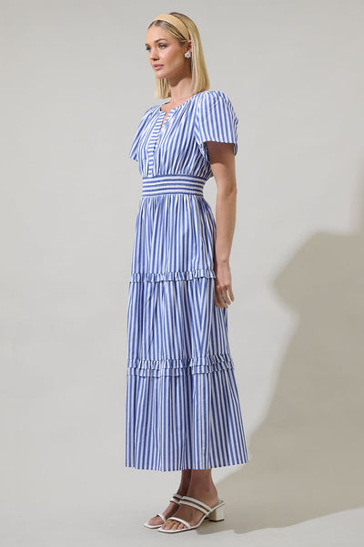 Brandy striped poplin midi dress