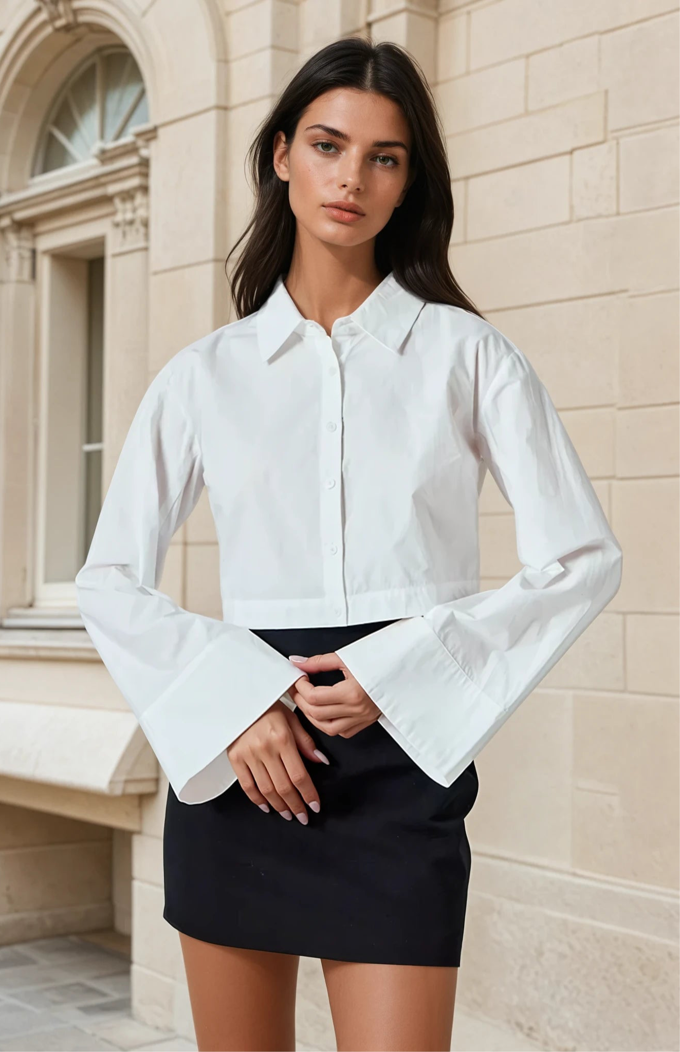 Poplin wide sleeve blouse