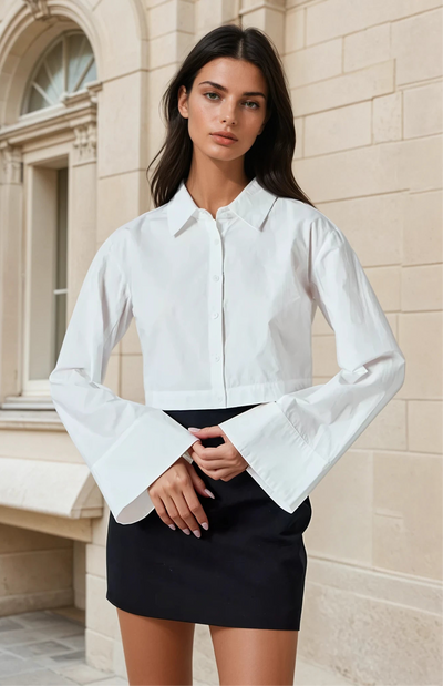 Poplin wide sleeve blouse