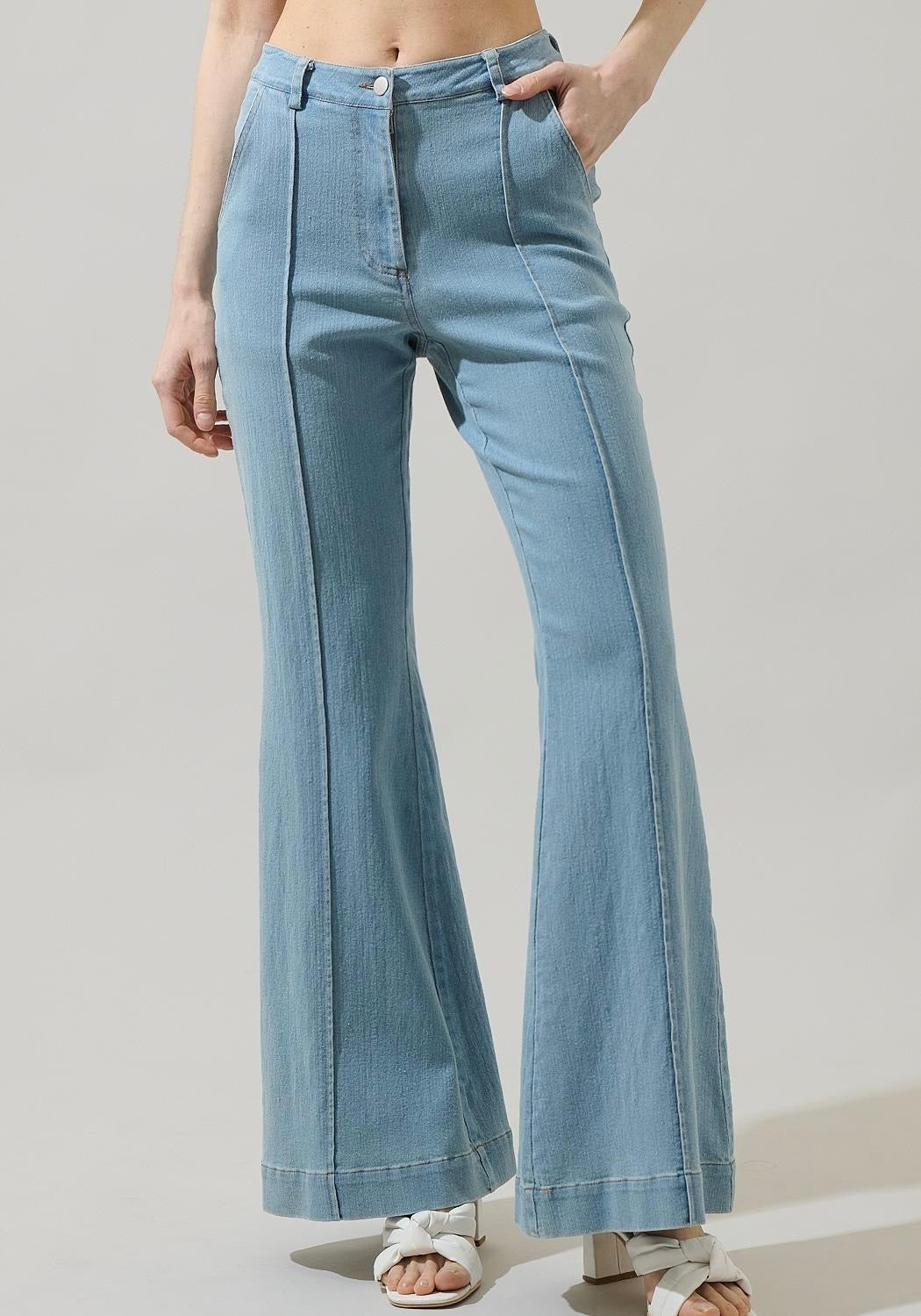 Pin tuck bell bottom jeans