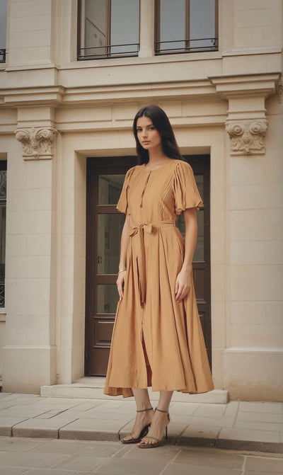 Puff sleeve midi dress