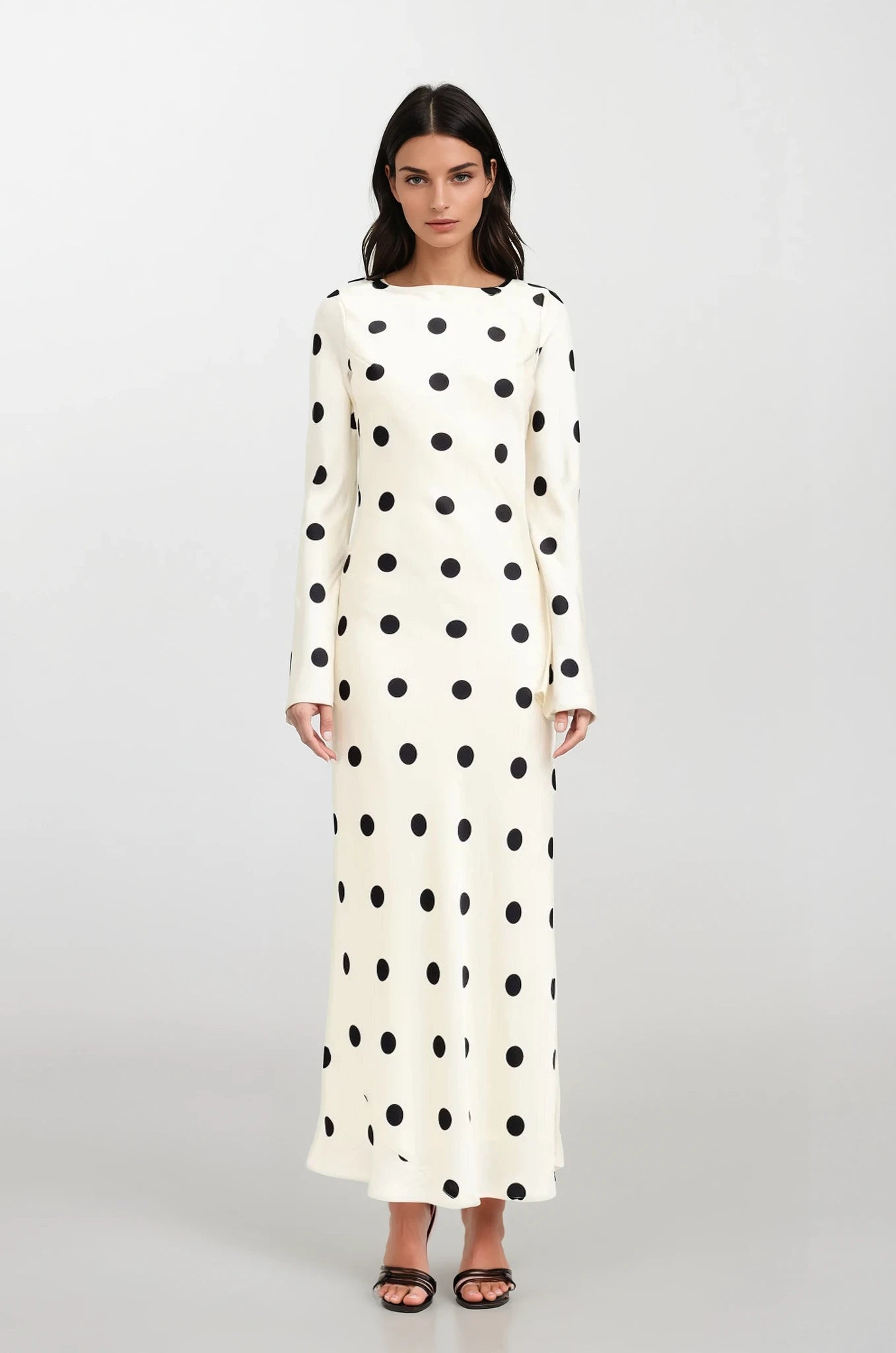 Lauren polka dot maxi dress white/black