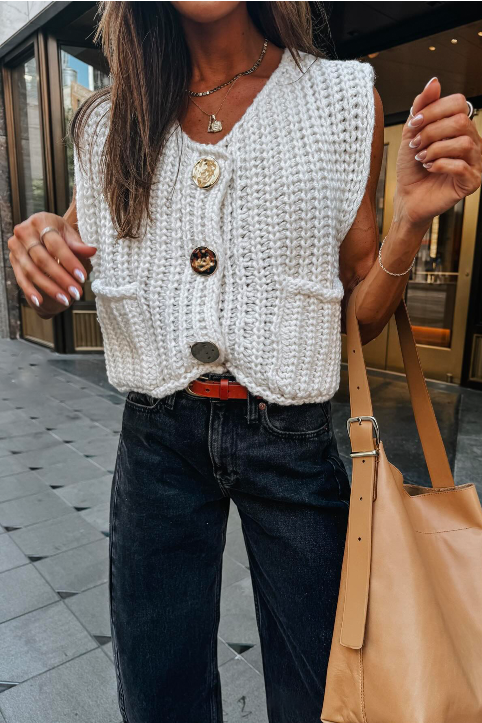 Light knit tank in beige
