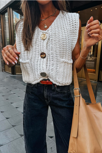 Light knit tank in beige