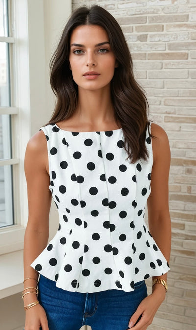 Lousia polka dot peplum top