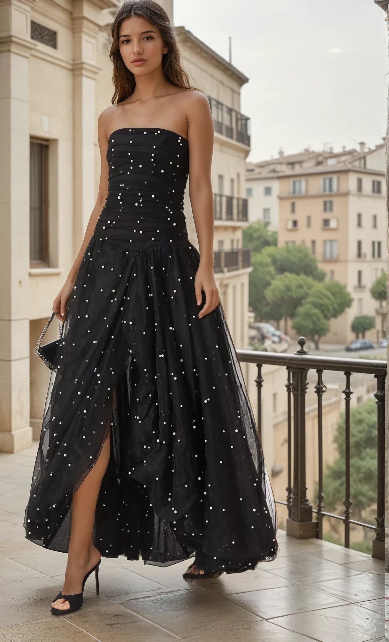 Midnight pearl gown