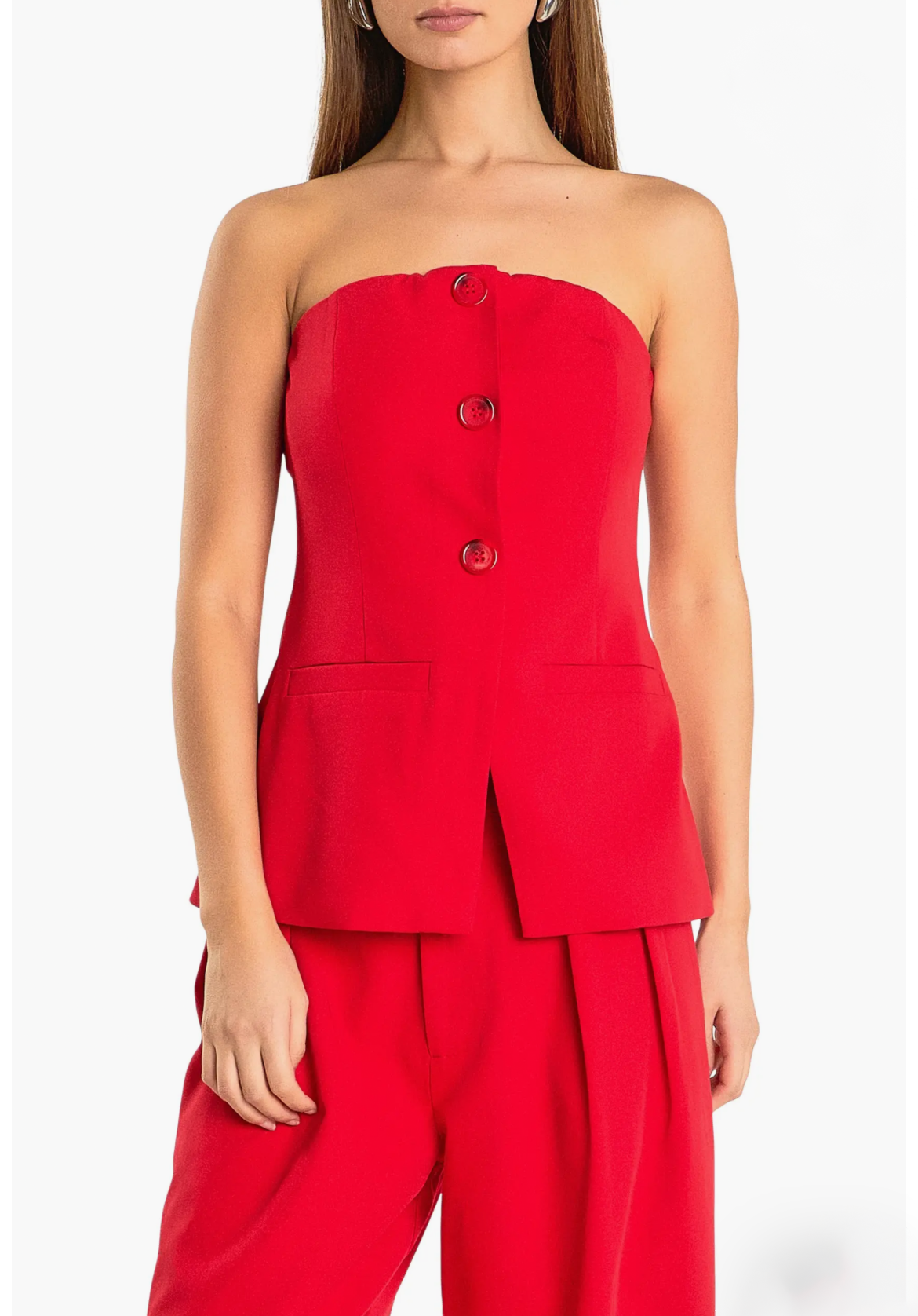 Strapless fitted vest in red