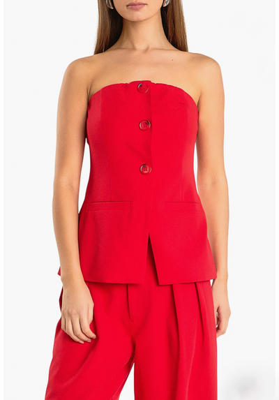 Strapless fitted vest in red