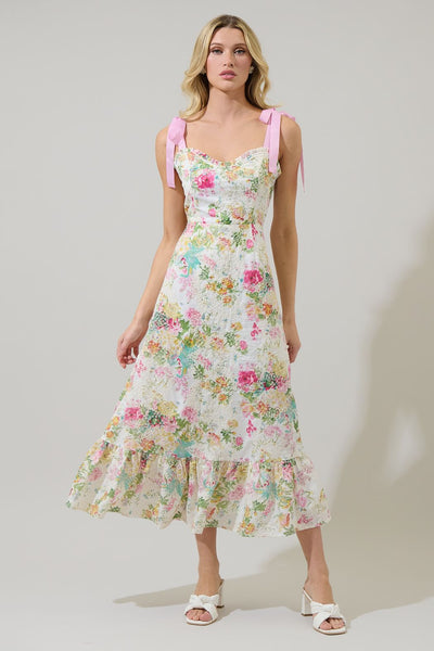 Floral villa eyelet midi dress