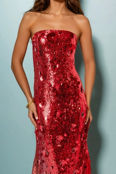 Sequin red maxi dress