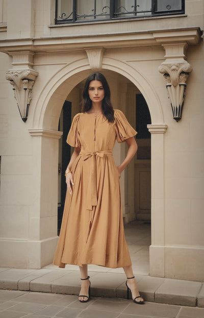 Puff sleeve midi dress
