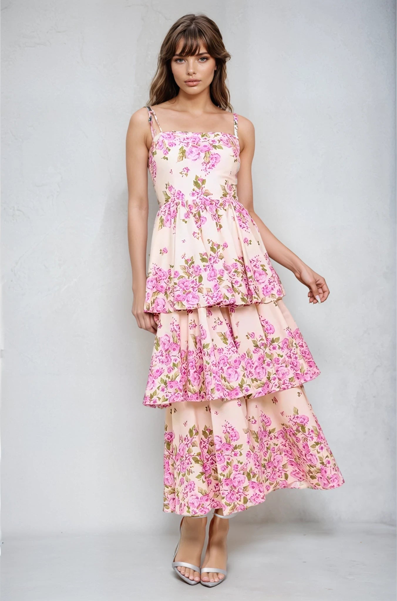 Bugambilia tiered midi dress
