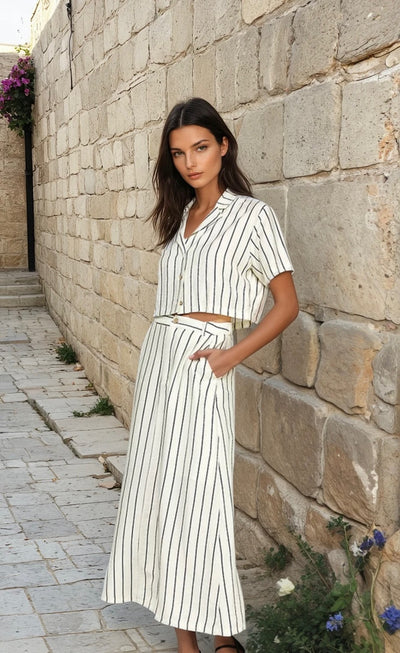 Gali striped maxi skirt set