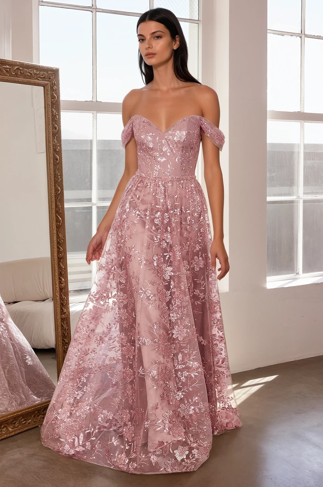 Petal spell a-line gown in mauve