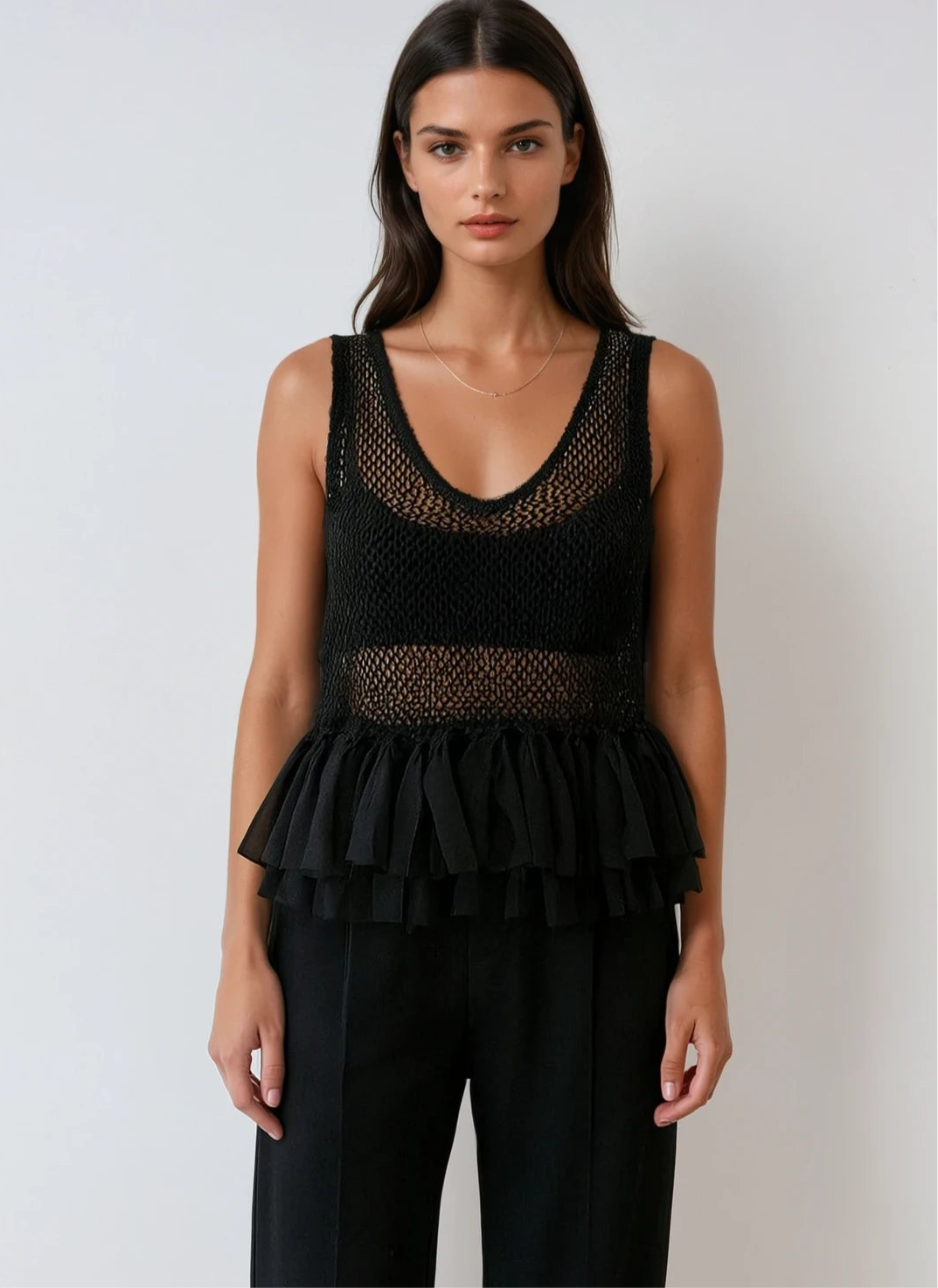 Laia mesh top in black