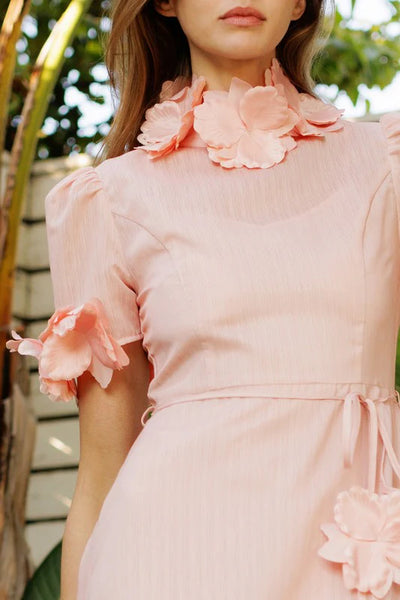 3D floral midi dress