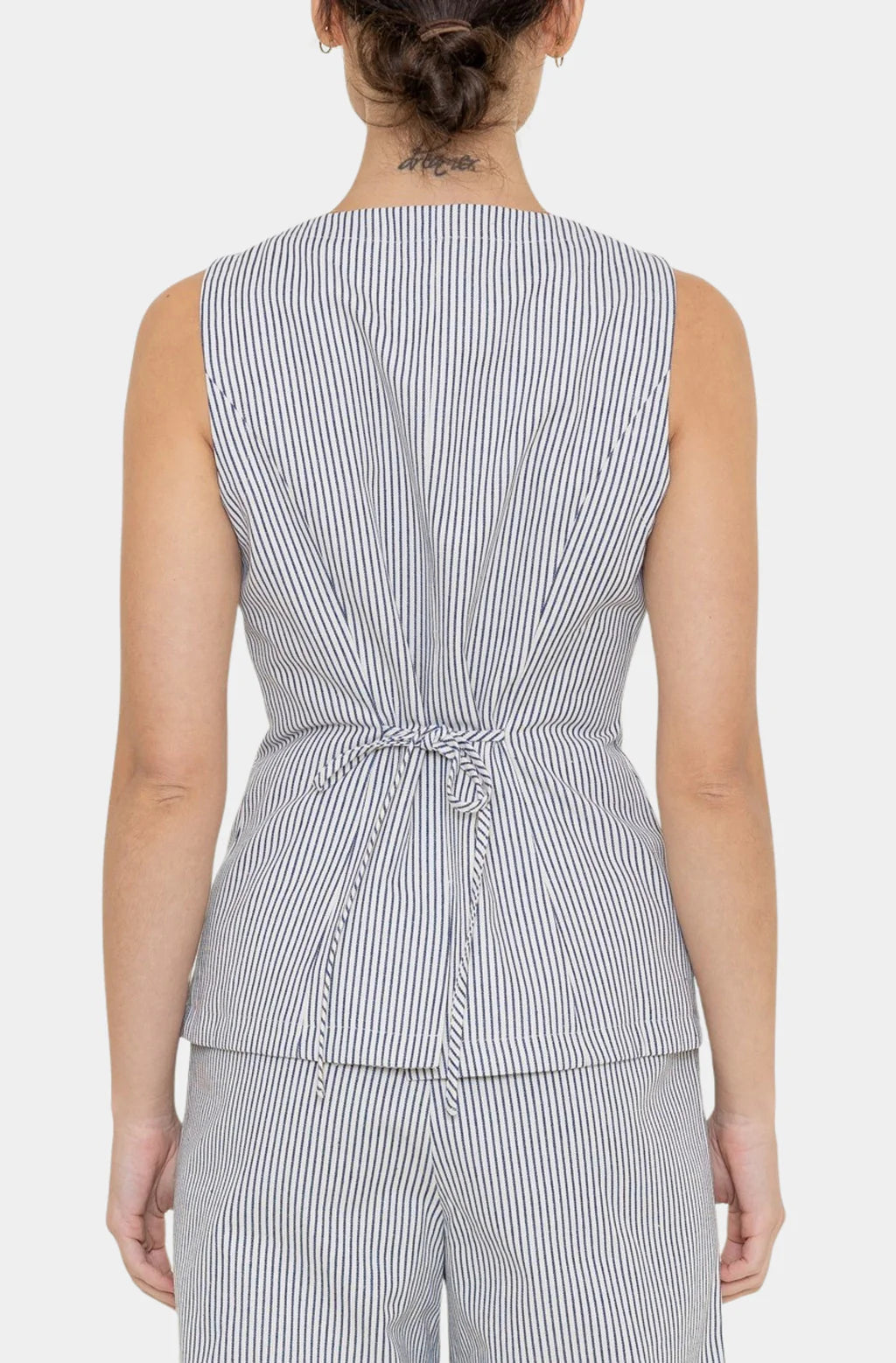Vera striped pant set in navy