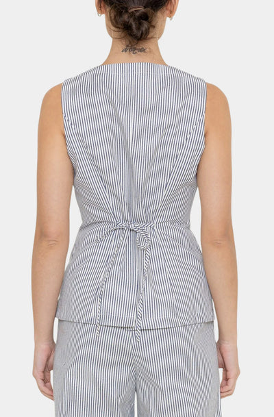 Vera striped pant set in navy