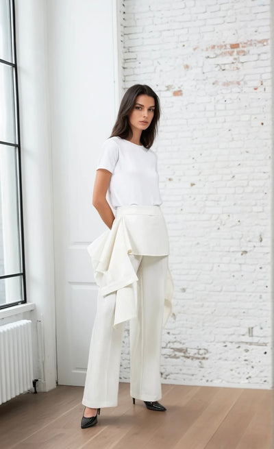 High rise overlapped skirt pant